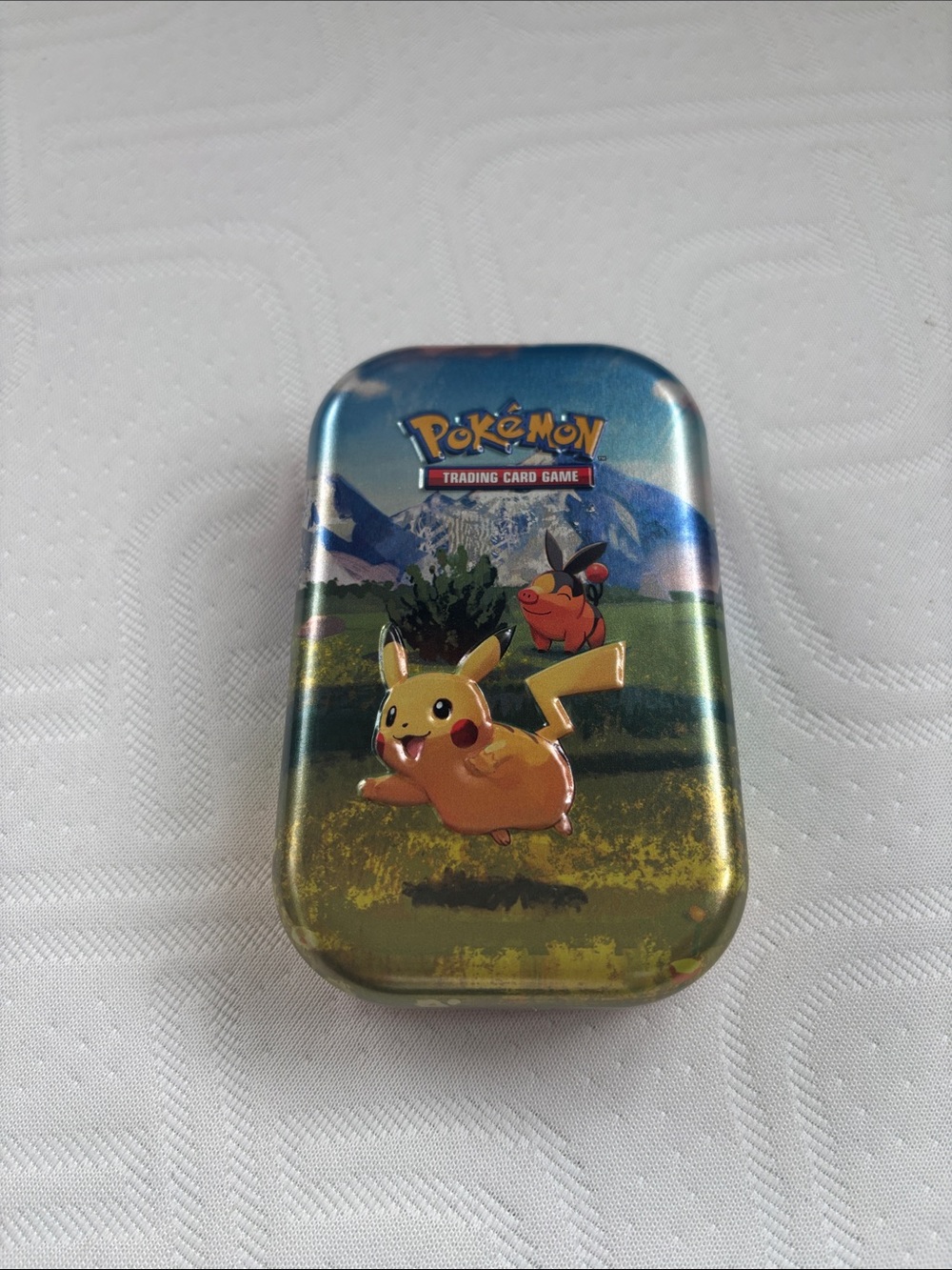 Like New Pokemon mini Tin Box Ascended Hero’s with Pikachu empty